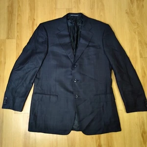 Ermenegildo Zenga Silk Wool Blazer Sportcoat Suit Jacket Black Check US 44 IT 54 - Picture 1 of 10
