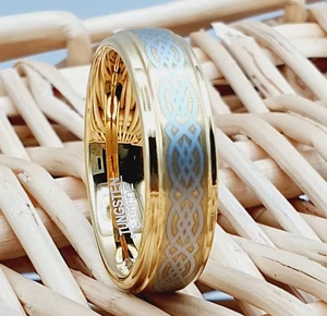 High Polish Celtic Knot Wedding Ring Men’s Promise Band Women's Engagement Ring - Picture 1 of 9