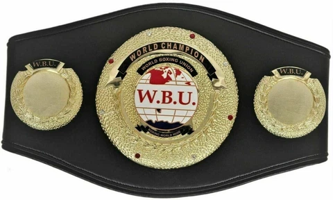 New WBU World Boxing Union Championship Belts-leather BLACK-REPLICA Cover