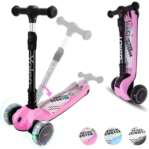 Kinderroller Dreirad Kinder Scooter mit LED Räder ab 3 Jahre Rosa - Bild 1 von 10