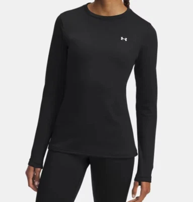Under Armour Women's Base 4.0 Crew-Neck T-Shirt  XS Black ColdGear Base Layer - Image 1 of 4