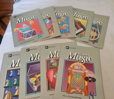 Vintage 1987, "World Of Music", Series Of 8 Signing Workbooks Kindergarten-8th  - Image 1 of 4