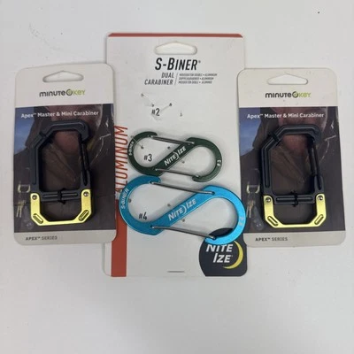 Apex Master Carabiners Aluminum Black And Gold & S-Binder Dual Carabiner 4 Pack - Image 1 of 4