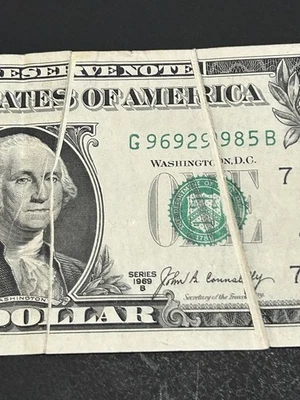 1969 b $1 Federal Reserve Note **Double Gutter Fold ERROR** US Bill LOW Shipping - Image 1 of 3