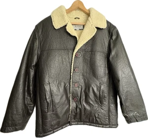 Wilsons M Julian Lederjacke Herren L schwarz distressed Patina Lammfell Sherpa - Bild 1 von 12