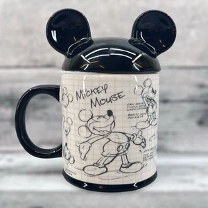 Disney Sketchbook Mickey Mouse Mug w Mouse Ears Lid Coffee Tea Cup 3134 - Picture 1 of 10