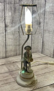 Arnart Bisque Porcelain Lamp Base Figurine Boy Feeding Goose Vintage - Picture 1 of 24