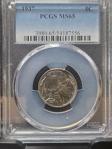 1937 P PCGS MS65 Buffalo Nickel 5c US Mint Coin 1937-P MS-65 High Luster - Picture 1 of 2