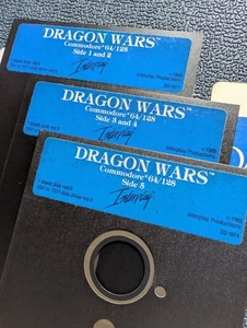 Dragon Wars Interplay Commodore C64 / 128 Vintage Video Game 3 Floppy Disks Only - Picture 1 of 9