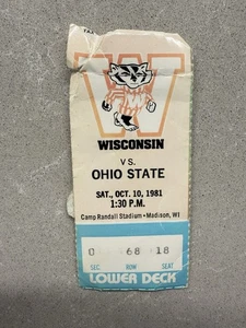 October 10, 1981 Wisconsin vs. Ohio State College Football Ticket Camp Randall - Picture 1 of 4