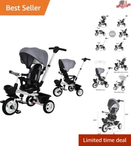 Baby Tricycle - Push Handle - Rotatable Seat - Removable Canopy - All-Terrain - Picture 1 of 10