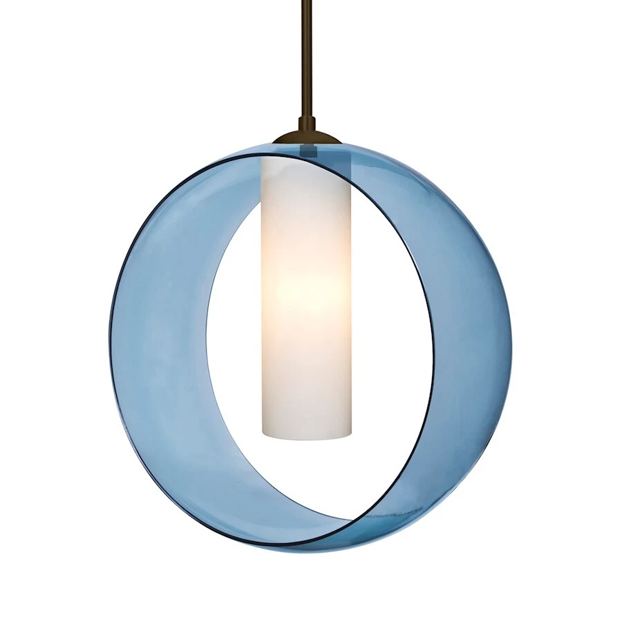 Besa Lighting Plato 1 Light LED Cord Pendant, Bronze/Blue - 1JT-PLATOBL-LED-BR - Image 1 of 1