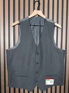 New Alfani Suit Vest Large Mens Gray 4 Button Tuxedo Shirt Stretch - Picture 1 of 9