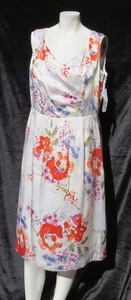 178 $ Pendleton Elfenbein Blumendruck Seide Charmeuse Cape Dorsch Kleid US S 6 Taschen - Bild 1 von 6