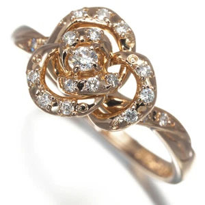 Auth VENDOME Ring Diamond 0.10ct Flower US4-4.25 18K 750 Rose Gold - Picture 1 of 5