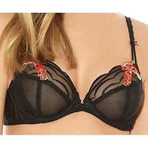 NWT Wacoal Europe Women's Sheer Classic Intuition Plunge Bra Black 32C - Picture 1 of 2