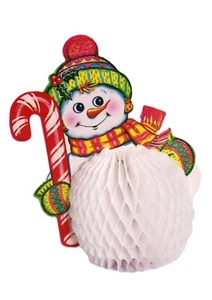 Lindo centro de mesa de Navidad muñeco de nieve Beistle Honeycomb 1984 decoración - Imagen 1 de 3