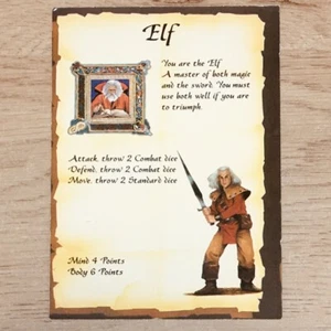 TARJETA DE PERSONAJE ELF - EDICIÓN HEROQUEST 1989 - Imagen 1 de 1
