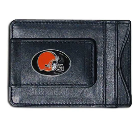 Cleveland Browns NFL Football Team Leather Card Holder Money Clip Wallet Cover
