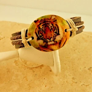 Bracciale unisex regolabile in pelle di tigre - Foto 1 di 2