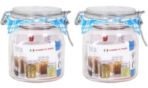 SET OF 2- 750ML KITCHEN POT JAR CONTAINER GLASS PRIMIZIE 10x10x13cm - Picture 1 of 3
