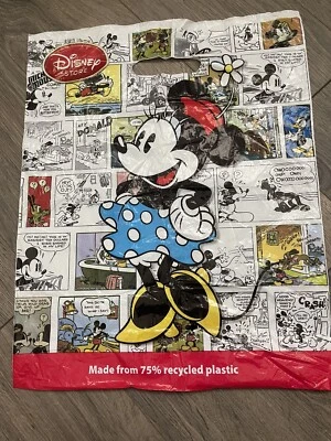 DISNEY Store Plástico MICKEY & MINNIE Mouse DIBUJOS ANIMADOS BOLSA DE COMPRAS 14" X 17" NLA Foto 1 de 4