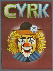 CYRK Original Vintage Polish Circus Poster - CLOWN - 1984 - Zdjęcie 1 z 1