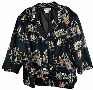 Nancy Bolen City Girl Plus Size 22W Black W/colorful Print 3/4 Sleeve - Picture 1 of 11