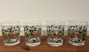 4er Set Ganz Stechpalme & Beeren Gläser Weihnachtsmuster - Bild 1 von 6