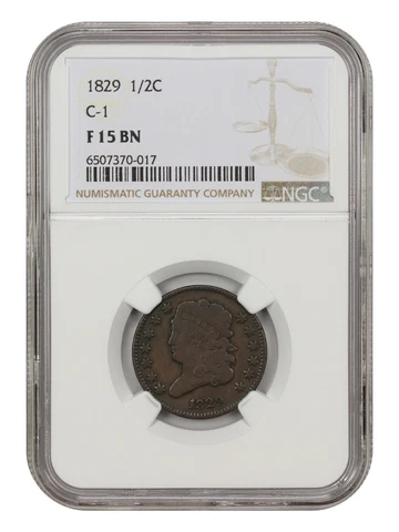 1829 1/2c NGC F15 (C-1) Cover
