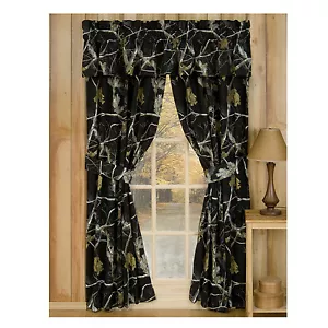 Cortinas forradas Realtree AP negras HD con cenefa 42"" x 84"" camuflaje doradas blancas - Imagen 1 de 3