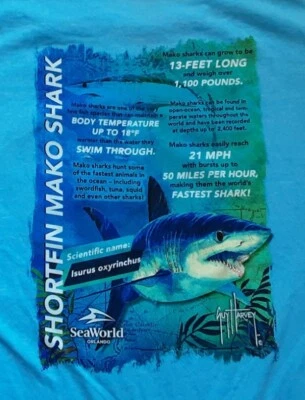 Camiseta extra grande para niños Guy Harvey Sea World aleta corta Mako Shark Foto 1 de 4