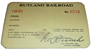 1931 RUTLAND RAILROAD UNISSUED EMPLOYEE PASS #6731 - Picture 1 of 1