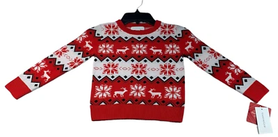 Suéter Charter Club Niñas 4T Rojo Patrón Vacacional Manga Larga Nuevo Foto 1 de 4