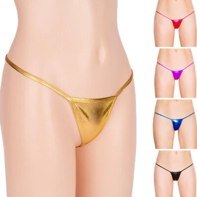 Glänzender Metallischer Tanga Für Damen Micro-Tanga T-Rücken Höschen ▽ - Bild 1 von 4