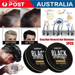 2x Men's Gray Gone Soap Grey Coverage Bar Shampoo Hair Darkening Black Soap Bar - Picture 1 of 11