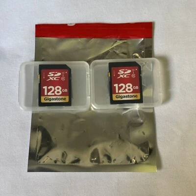 Gigastone 128GB SD Card 2-Pack Memory Card for Cameras Full HD Video SDXC U1 C10 - Image 1 of 4