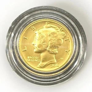 2016-W 1/10 oz Gold Centennial Mercury Dime .24kt (0.9999 Fine) In Original Box - Picture 1 of 14