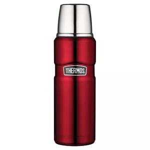  THERMOS Stainless King 16oz 470ml Vacuum Insulated Beverage Bottle Flask Red! - Picture 1 of 11