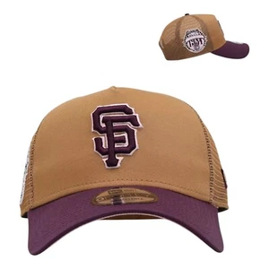 New Era San Francisco Giants 9FORTY A-Frame Trucker Snapback Hat Wheat Rose - Picture 1 of 6