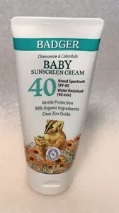 Chamomile & Calendula SPF 40 Baby Sunscreen Cream by Badger, 2.9 oz - Picture 1 of 2