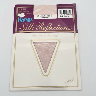 1989 Hanes Silk Reflections Pink Mist Control Top Pantyhose Size CD Style 717 - Image 1 of 4