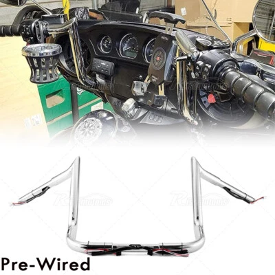 12" Pre Wired Meathook Ape Bagger Bar Handlebars For Harley Electra Glide 2014+ - Image 1 of 4