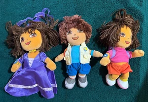3 ~ TY Dora and Diego ~ Plush Stuffed 7" Dolls ~ Toys ~ USED - Picture 1 of 5