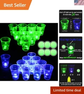 Light Up Beer Pong Cups & Balls Set for Nighttime Party Fun - 22 Cups Included - Picture 1 of 8