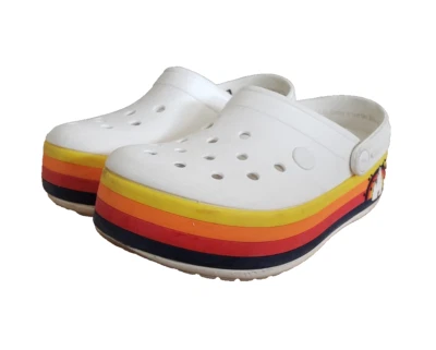 Crocs Disney Parks Fantasyland Blanco Con Retro Rayas Castillo Plataforma MUJER Talla 6 Foto 1 de 4
