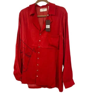 One Teaspoon Men's Red Abstract Dandy Shirt Button Up Long Sleeve Size L NWT - Picture 1 of 16