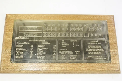 1985 Liberty Sports Dodgers vs Yankees 1955 World Series Game 7 Plaque Cover