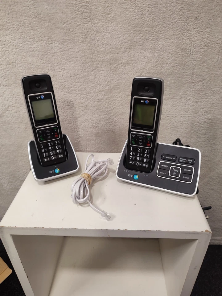 BT Cordless Home Phones 6500 Twin Black Home Work Office 2 Base Units Pat Tested - Image 1 of 4