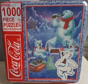 *VERSIEGELT* VINTAGE COCA-COLA 1000-TEILIGES PUZZLE DOSE EISBÄR 20" x 27" + MAGNET - Bild 1 von 2